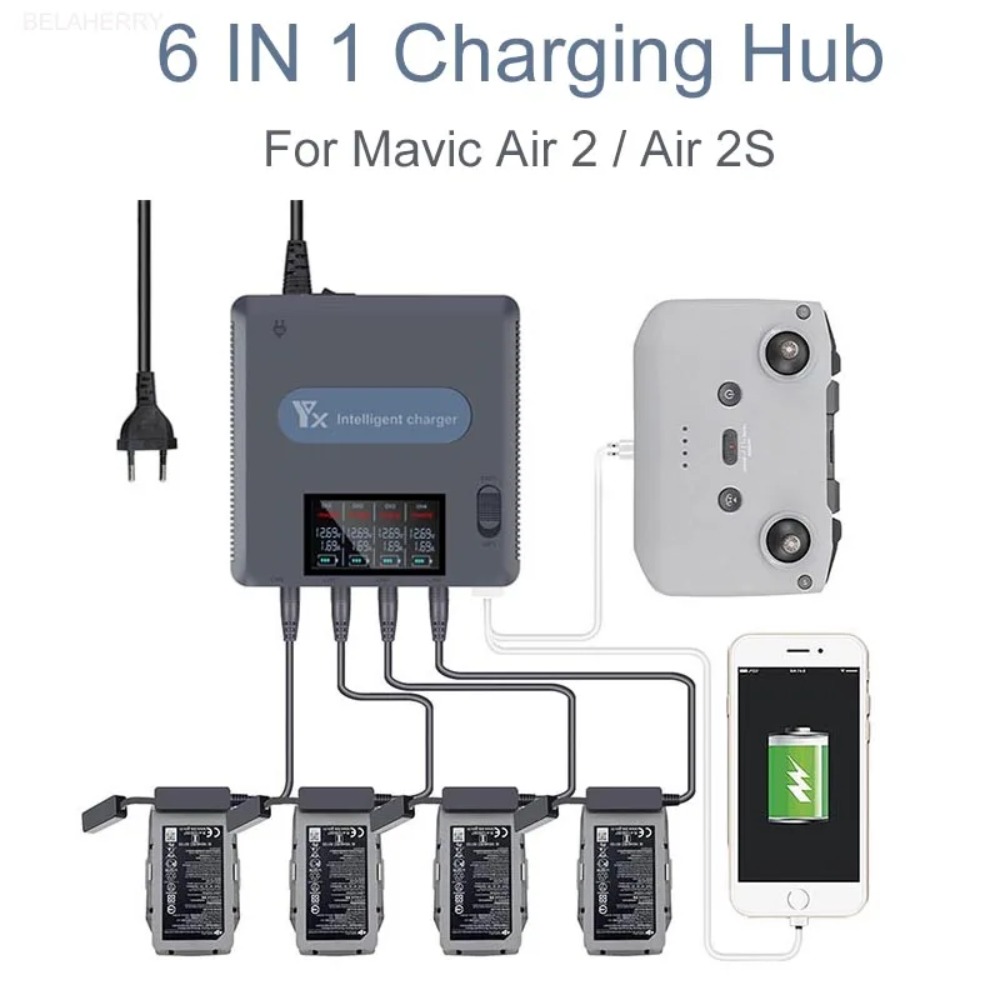 6 in 1 Digital display Battery - đánh giá và giá Drone Charging Hub